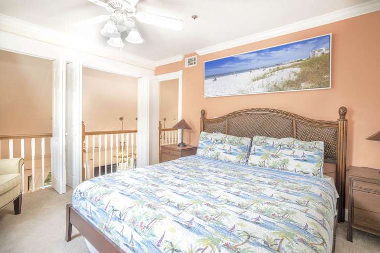 King bedroom opens to interior balcony, Siesta Key Village 6BR