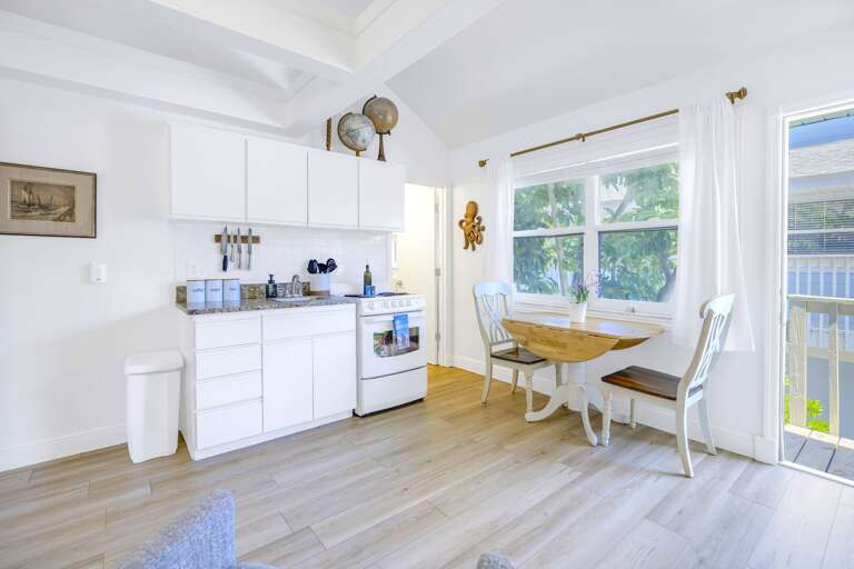 Full kitchen and interior dining for two, Siesta Key 1BR