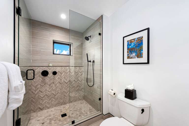 Main level master bathroom with walk in shower