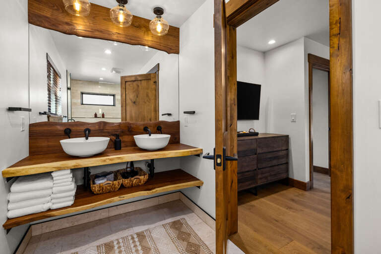 Main level master bathroom with walk in shower