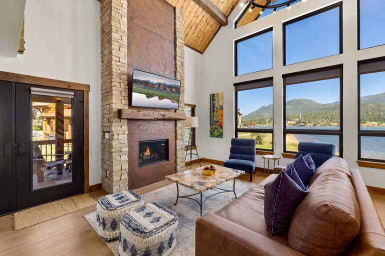 Living area with fireplace