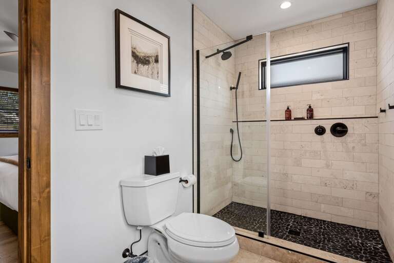 Main level master bathroom with walk in shower