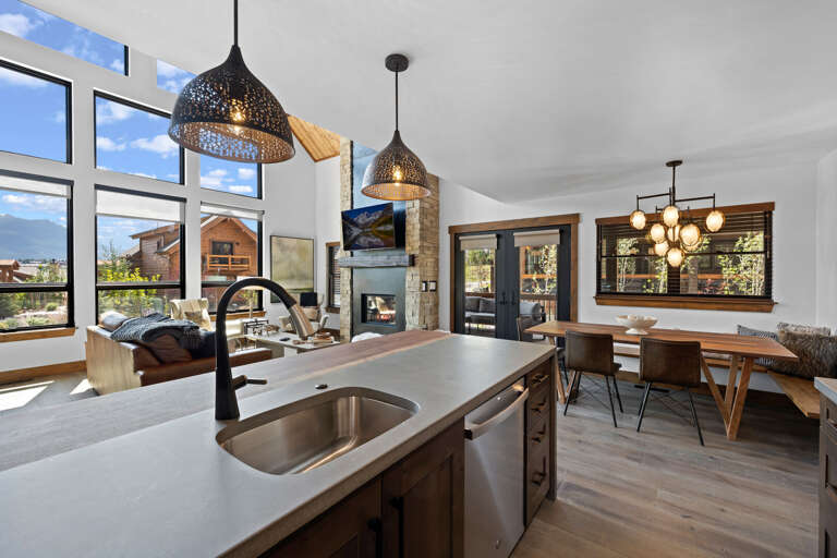 Kitchen looking into living area