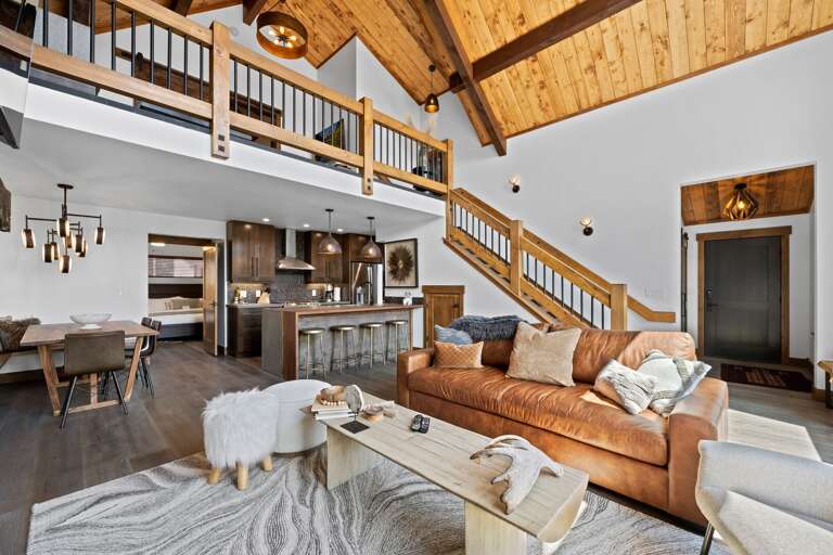 Living area looking into the kitchen
