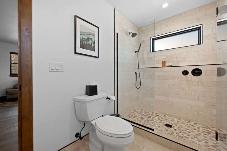 Main level master bathroom with walk in shower