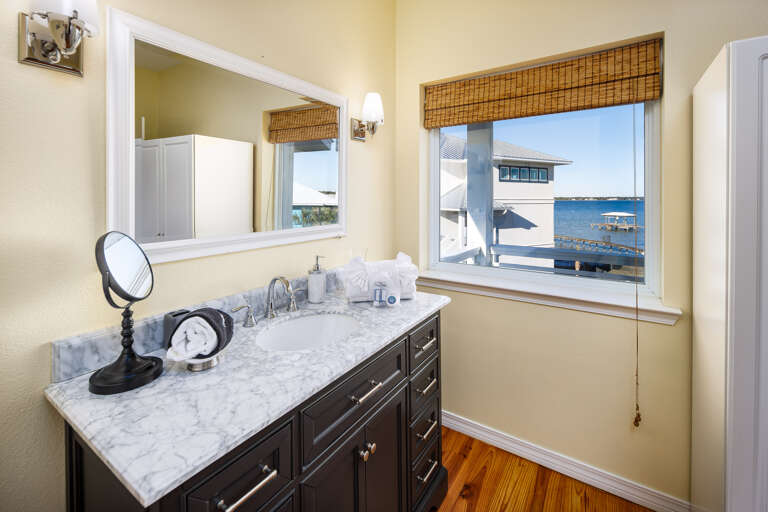 Master bathroom with bay views