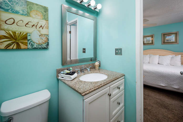 Master bathroom with single vanity