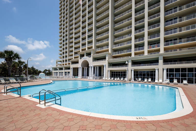 Ariel Dunes 1 rear facade with pool deck