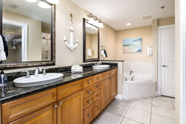 Master bathroom with double vanitites