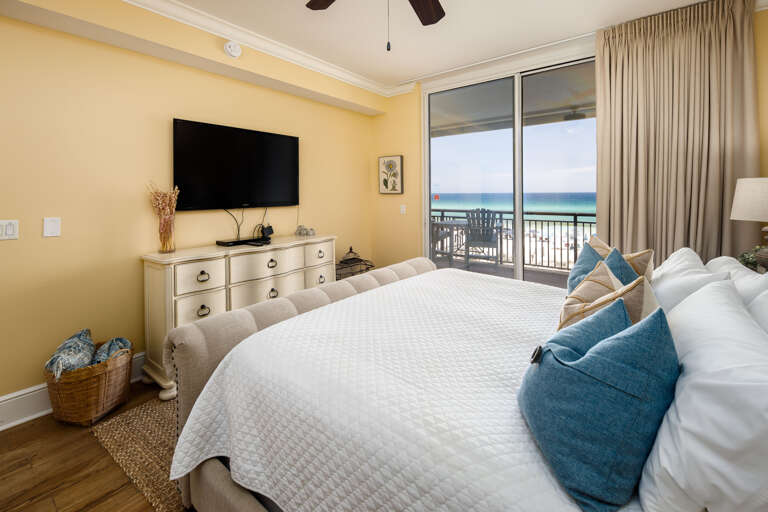 Master bedroom with  TV and balcony access Master bedroom with  TV and balcony access