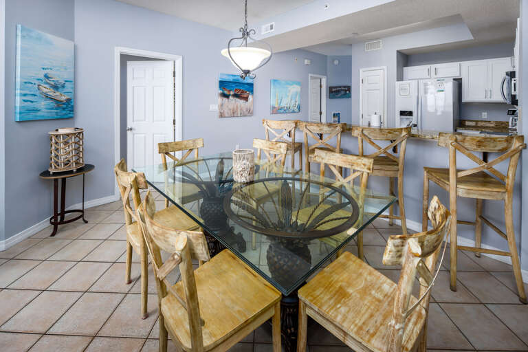 Dining table with seating for six