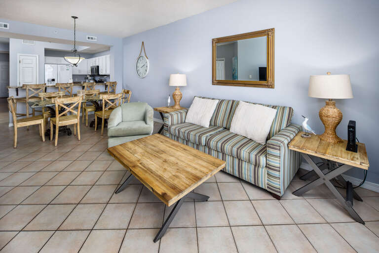 Living room with queen size sleeper sofa