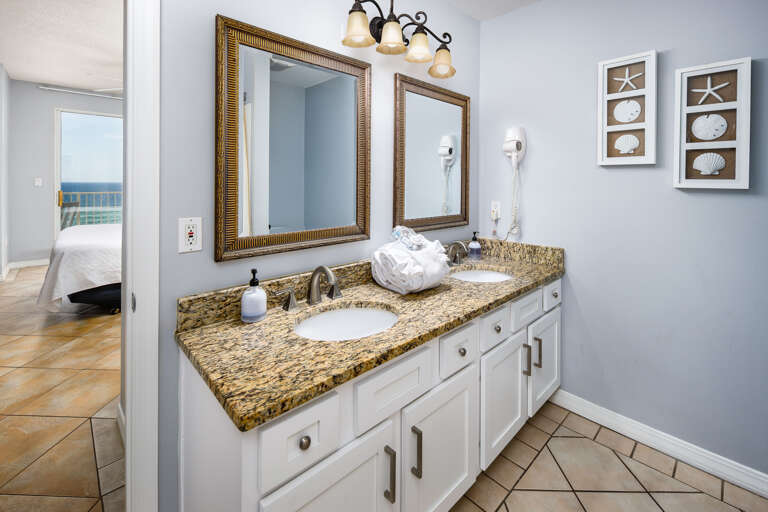 Master bathroom with double sinks