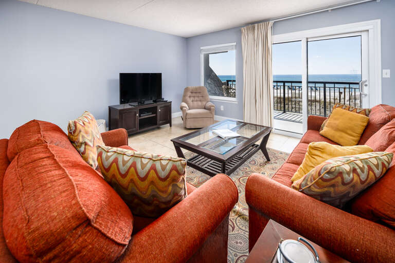 Living Area opens to Gulf Front Balcony