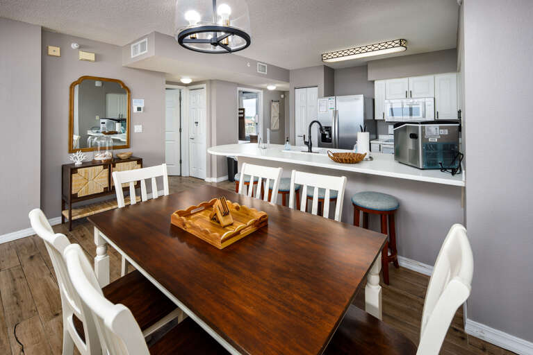 Dining room table with seating for six