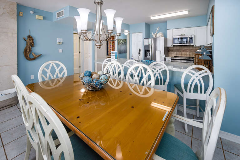 Dining table with seating for six