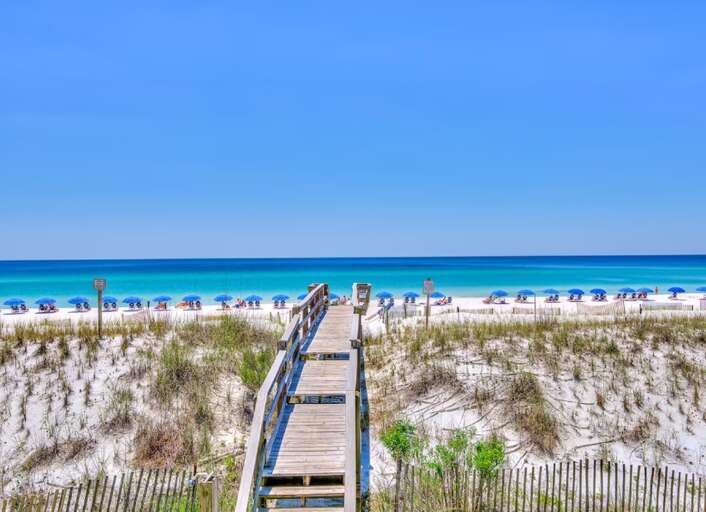 Aerial view of beach boardwalk