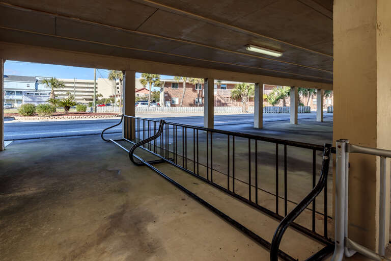 Covered parking with bike rack