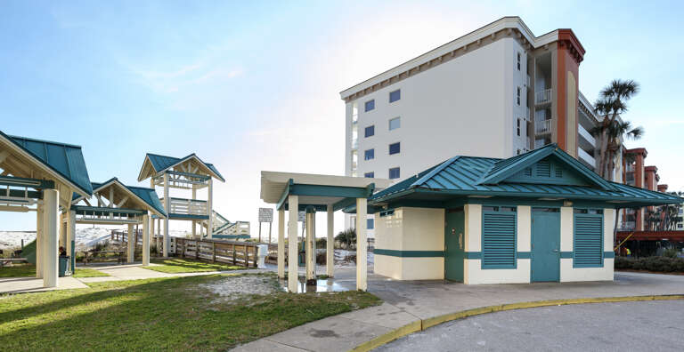 Public beach with restrooms