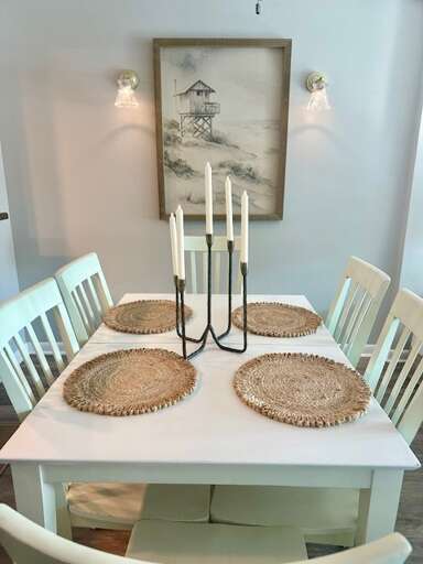 Dining room table with seating for six