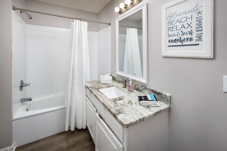 Side A Master bathroom with shower/tub combo