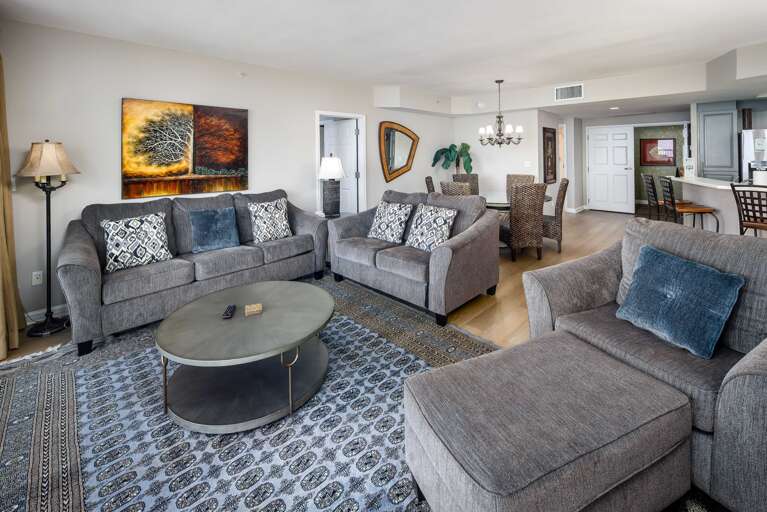 Living room with queen size sleeper sofa