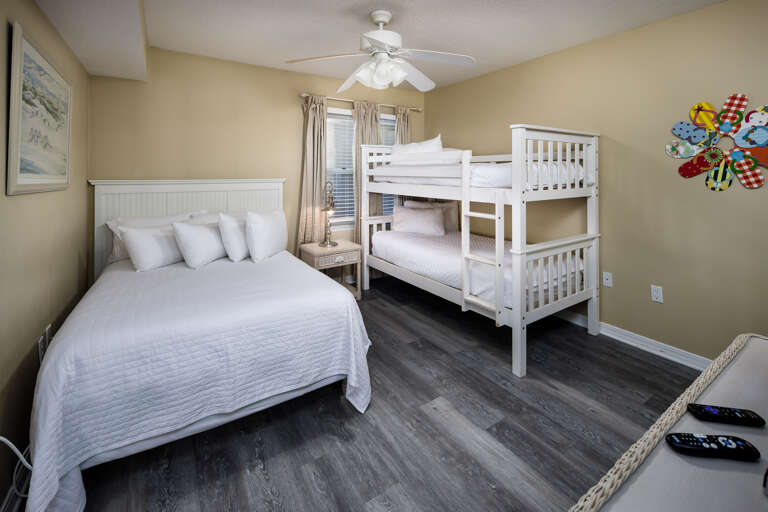 Second bedroom with Double bed and twin size bunk beds