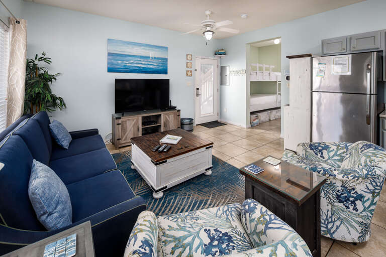 Living area with bunk bed cove in the hallway Living area with bunk bed cove in the hallway