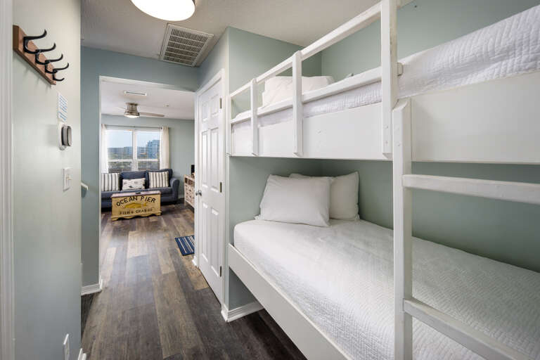 Twin size bunk bed cove in hallway Twin size bunk bed cove in hallway
