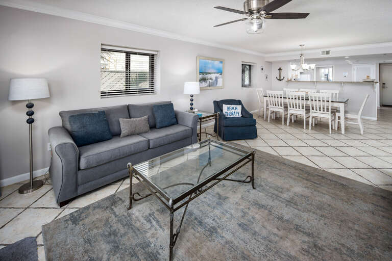 Living room with queen size sleeper sofa