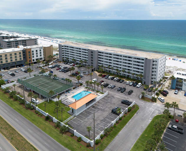 Aerial views Surf Dweller front facade