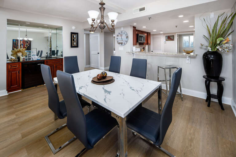 Dining table with seating for six