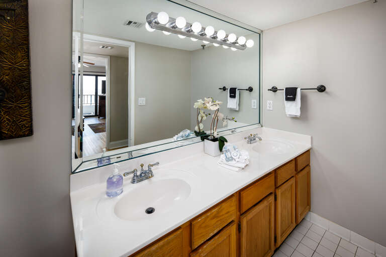 Master bathroom with double sinks