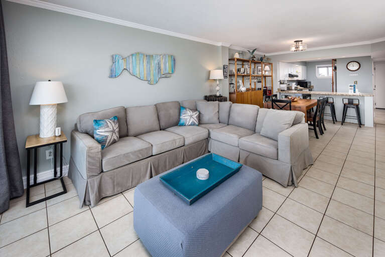 Living room with queen size sleeper sofa