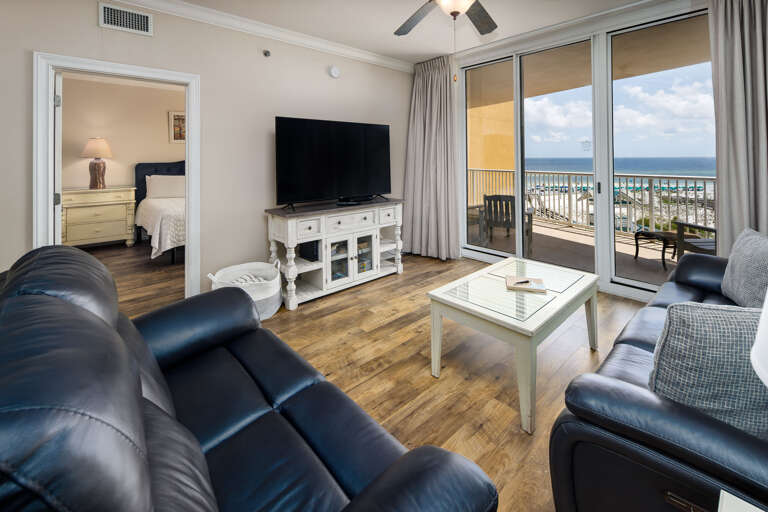 Living room with partial gulf views