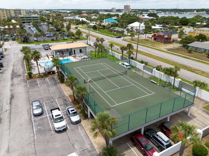 Aerial views Surf Dweller tennis court