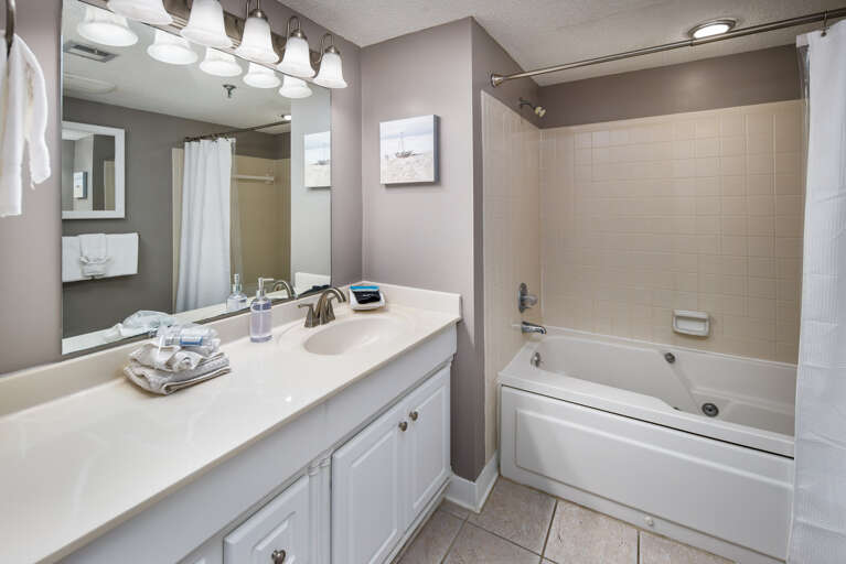 Master bathroom with tub/shower combo