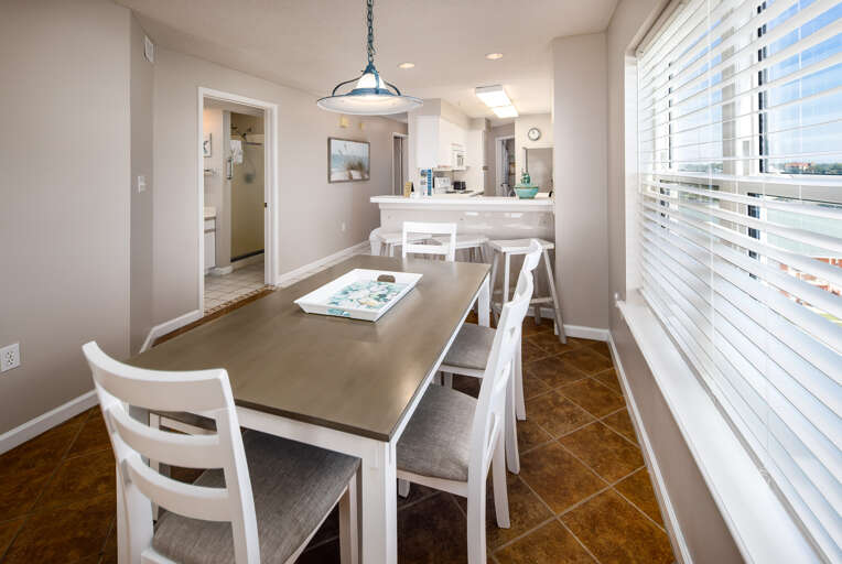 Dining table with seating for six