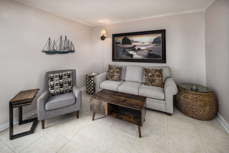 Living room with queen size sleeper sofa