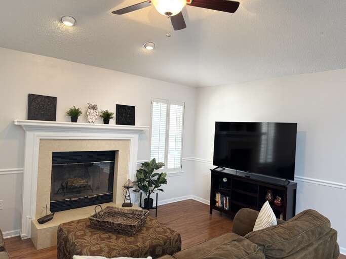 Living room with large TV