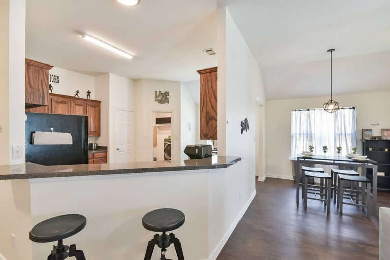 The kitchen is very open to the rest of the home while cooking/dining!