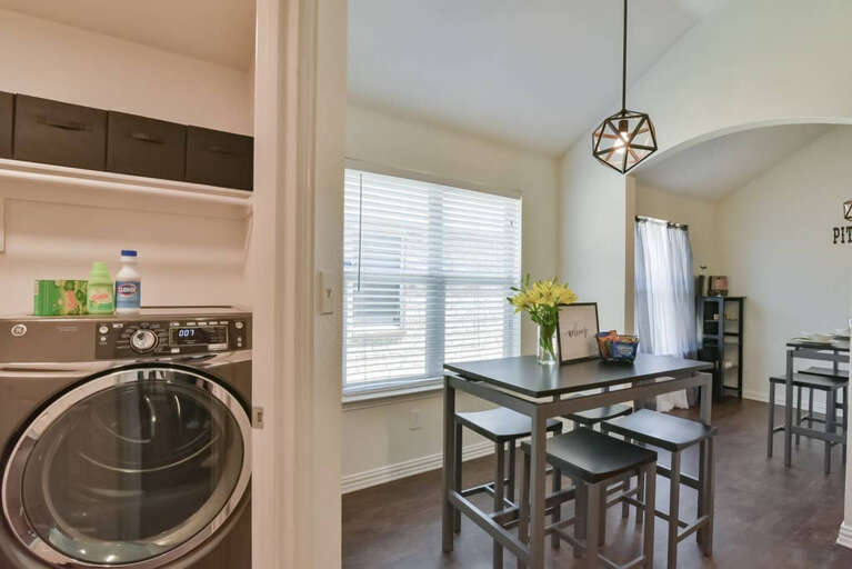 Washer and Dryer access will be available with the essentials you will need for everyday laundry.