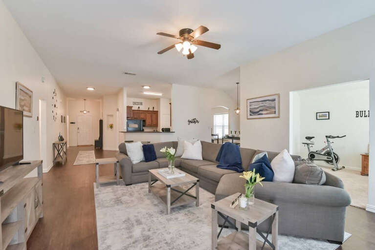 Your view from the back door of your open living area.