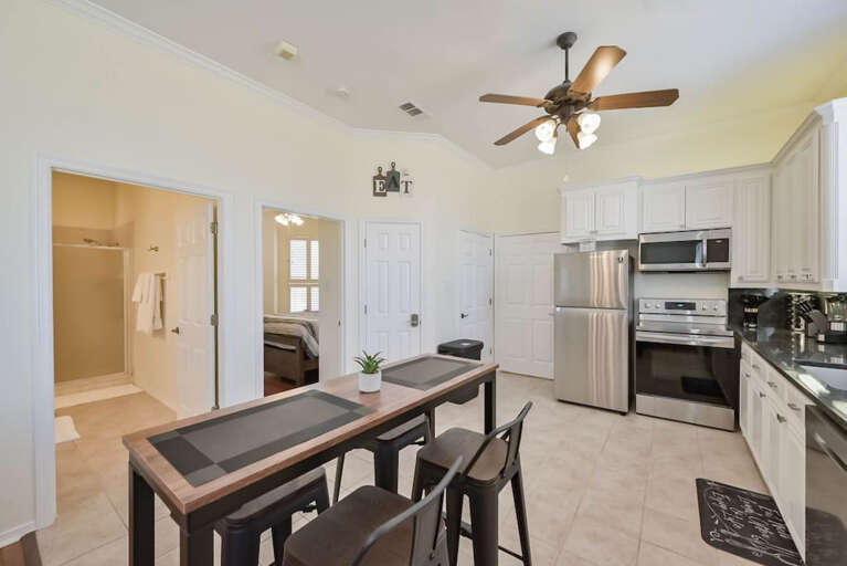 Attached Apartment Kitchen, Master, and Full Bathroom