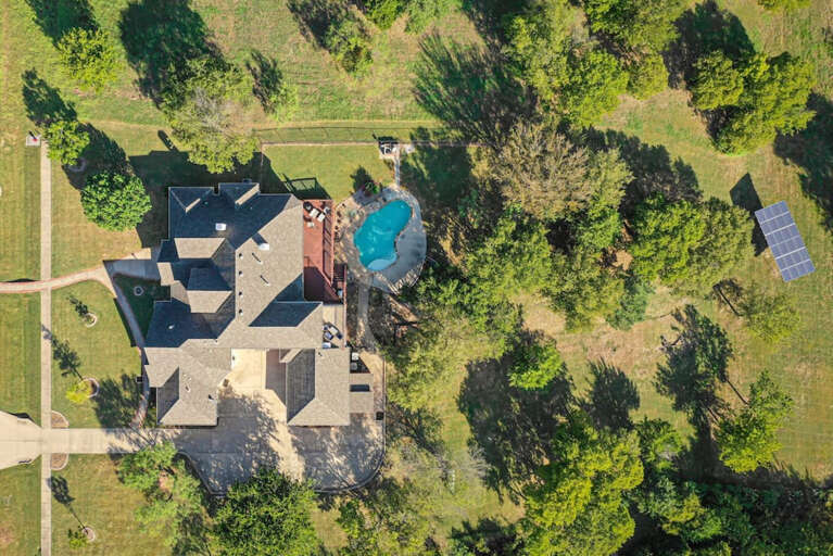 Aerial view of property line