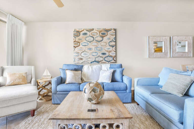 Living room couches and seating, with Full-sized Sofa bed pull out in middle Living room couches and seating, with Full-sized Sofa bed pull out in middle