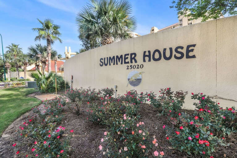 Front entrance to complex Sign, showing Summer House which is name of complex Front entrance to complex Sign, showing Summer House which is name of complex