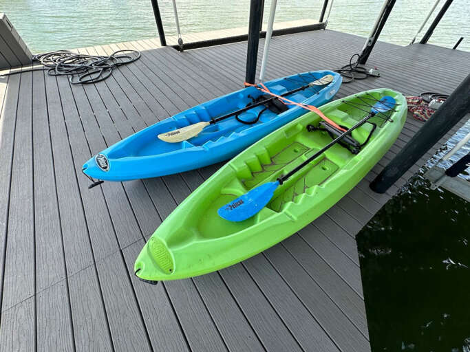 2 Kayaks that are available for rent from us at a lakefront dock a block away that you can walk to if rented - Not available on property, and not available without rental