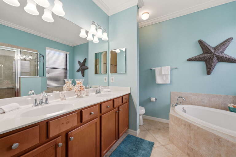 Plenty of counter and storage space for two to get ready at once.