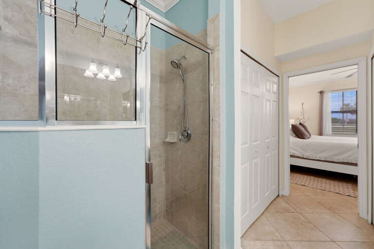 A separate walk-in shower and generous closet space add everyday convenience.